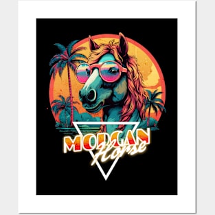 Retro Wave Morgan Horse Miami Posters and Art